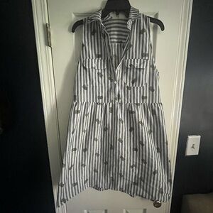 Entro Blue and White Striped Dress with Pineapple Accents